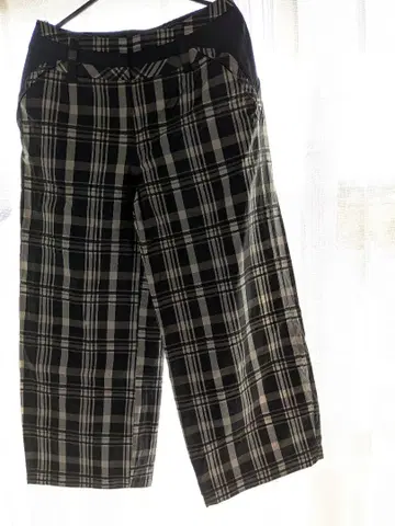 체크 무늬 와이드 팬츠 일본제