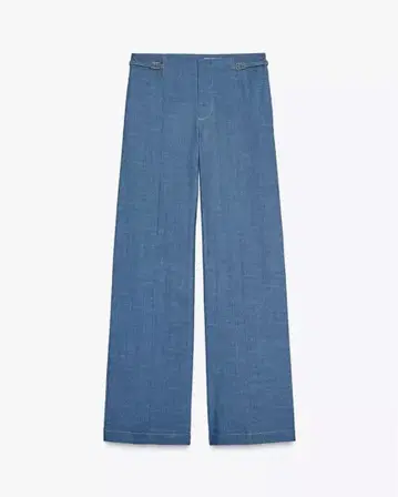 샴브레이 슬랙스 사이드 벨트 디테일