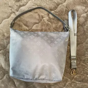 [중고] russet 나일론 자카드 심플 숄더백 퍼플