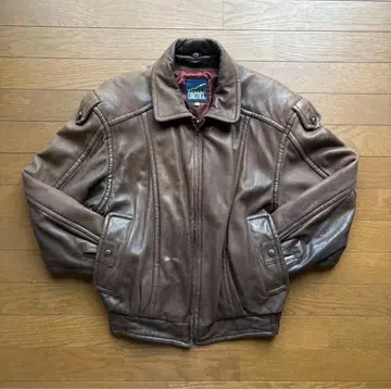 90s 플라이트 브라운 짧은 기장 천연 가죽 자켓