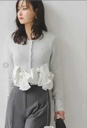 [정품] snidel 리본 모티브 가디건