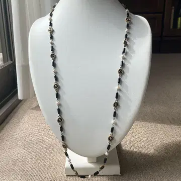 이탈리아 롱 목걸이 앤티크 골드 체인 블랙 118