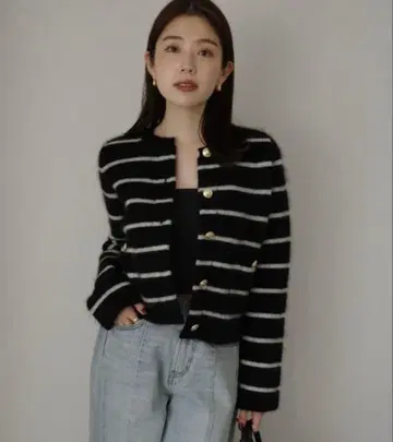 anuans 캐시미어 블렌드 노카라 니트 자켓