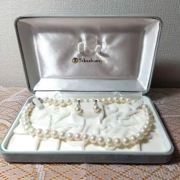 타카시마야 진주 목걸이 귀찌 세트