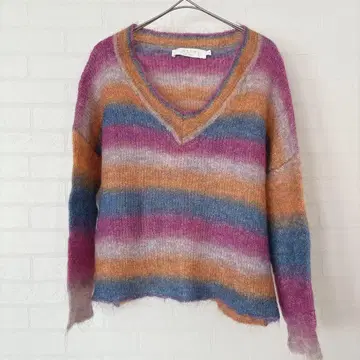 빈티지 모헤어 울 니트 스웨터 그라데이션