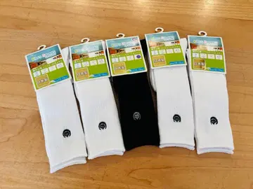 로고 삭스 5켤레 세트 화이트 블랙