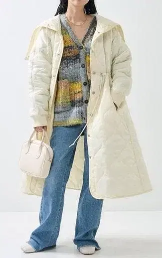 FREAKS STORE 아이보리 퀼팅 롱 코트