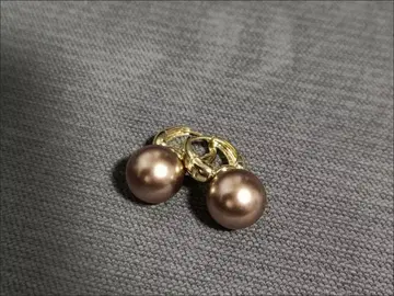 브라운 펄 후프 귀걸이 중형