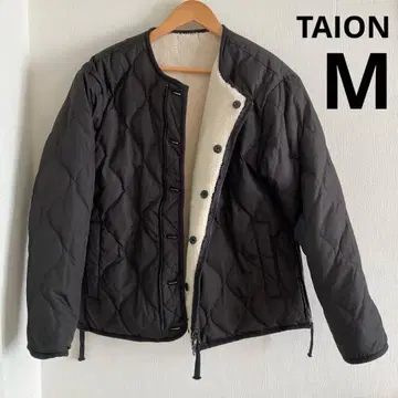 TAION 리버서블 보아 다운 M 블랙 아이보리 다운 자켓