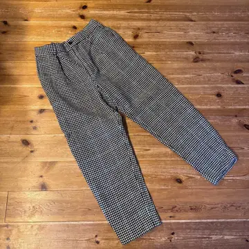 MARKAWARE 하운드투스 체크 무늬 배럴 레그 캐주얼 팬츠 울