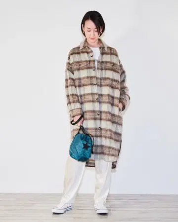 [컨버스] 샤기 체크 코트