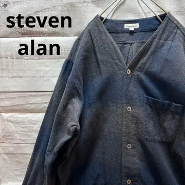 steven alan 옴브레 체크 노카라 롱 셔츠 플란넬 셔츠 S
