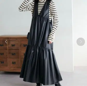 DISCOAT 에코 가죽 티어드 원피스