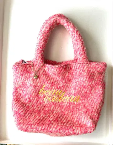 루토트 핑크 체크 무늬 토트백 하트 참