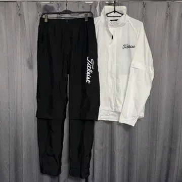 [새상품급] Titleist 우비 상하의 셋업 블랙 화이트