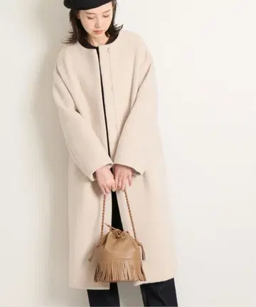 [ IENA ] 램스울 노카라 롱 코트