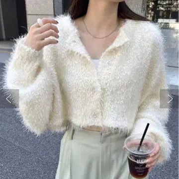 미사용 새상품 mline 스노우 샤기 가디건