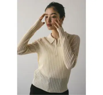 STYLEMIXER 하프 지퍼 니트 폴로 ivory F