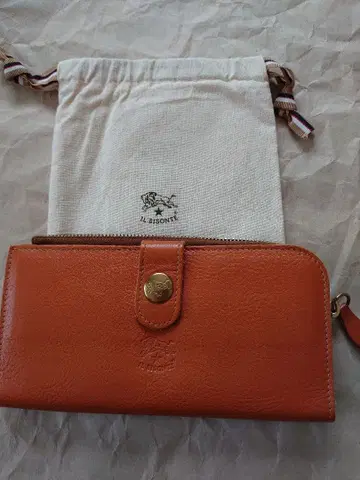IL BISONTE 오렌지 가죽 장지갑