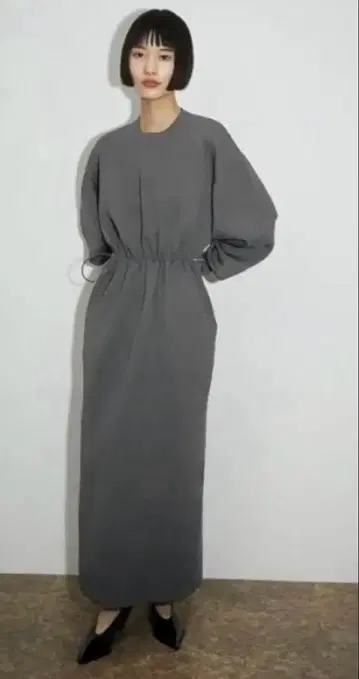 ADAM ET ROPE' 형태 니트 원피스 그레이