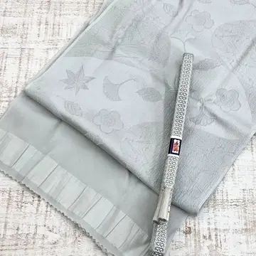 미사용 순수 실크 오비 장식 천 허리띠 2종 세트 탁한 연보라색