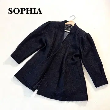 소피아 노카라 자켓 코트 FREE 블랙 울 엘레강트