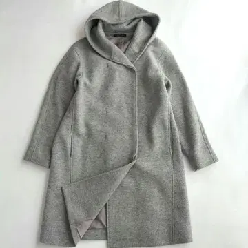 스터닝 루어 후드 부착 코트 그레이 울 루즈핏 일본제