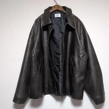 WETTEMPT/위템프 블랙 빈티지 라이크 인조 가죽 자켓 M