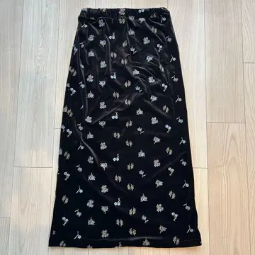 차오패닉 티피 꽃무늬 자수 벨로아 롱 스커트 M