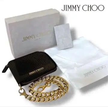 JIMMY CHOO 이단 접이식 지갑 블랙/골드