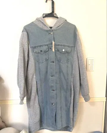 택 포함 새상품 롱 데님 자켓 프리 사이즈 후드티