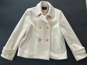 S/ash +E 울 80% 아이보리 코트 골드 버튼 S