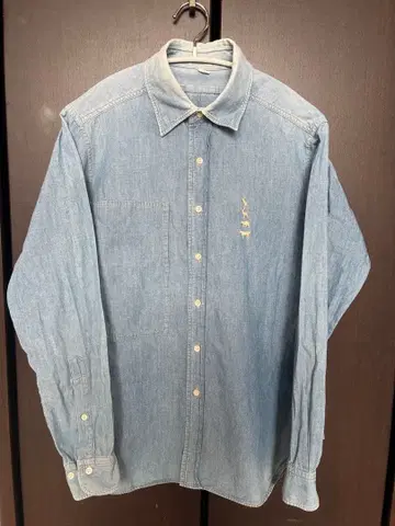 마운틴 리서치 M 옥스퍼드 버튼 다운 셔츠 애니멀 자수 파랑