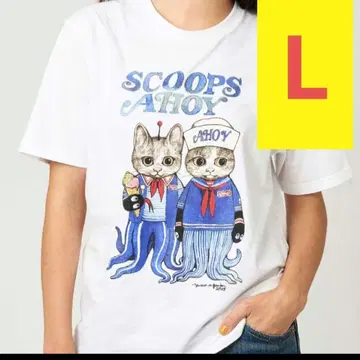 T셔츠 L 사이즈 graniph 기묘한 이야기 히구치 유코 화이트