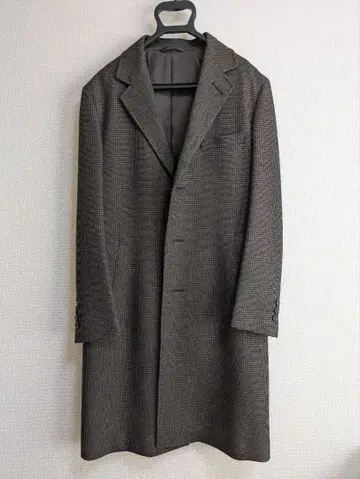 체크 무늬 체스터 코트 브라운 계열