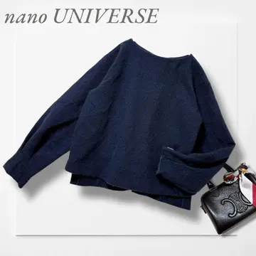 나노 유니버스 보트넥 풀오버 (S) 네이비 볼륨 슬리브 성인 여성