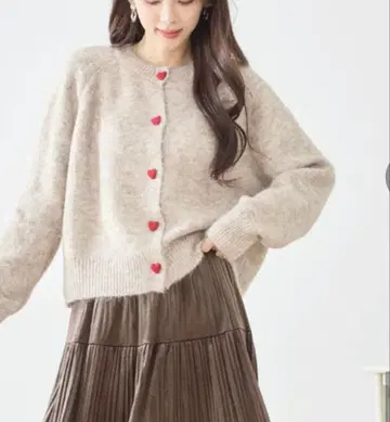 하트 버튼 니트 가디건