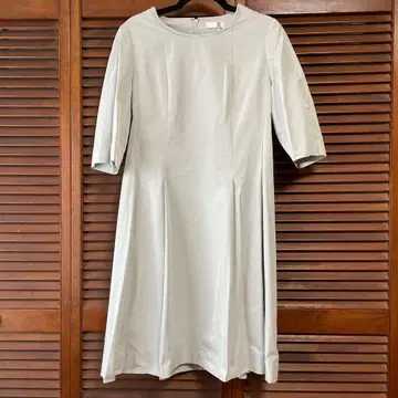 ANTEPRMA 라이트 그레이 7부 소매 A 라인 원피스