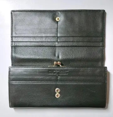 소가죽 블랙 가마구치 장지갑 포켓