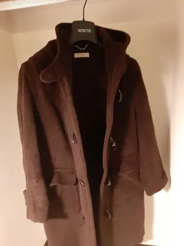 영국제 유나이티드 애로우즈 다크 브라운 더플 코트 후드 부착