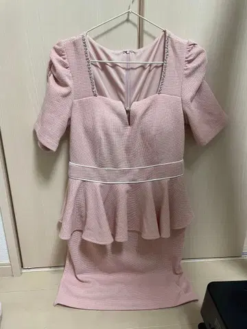 핑크 페플럼 드레스 M