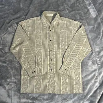 스트라이프 페이즐리 무늬 긴팔 셔츠