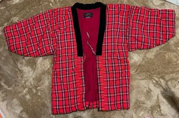 쿠루메 한텐 빨간 체크 쇼와 레트로