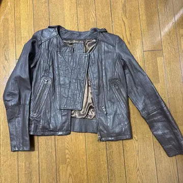 Loaf 브라운 가죽 라이더 자켓