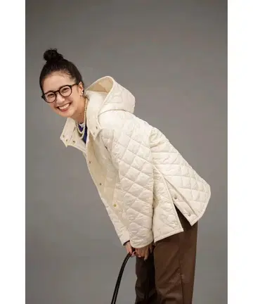 퀼팅 후드 숏 블루종