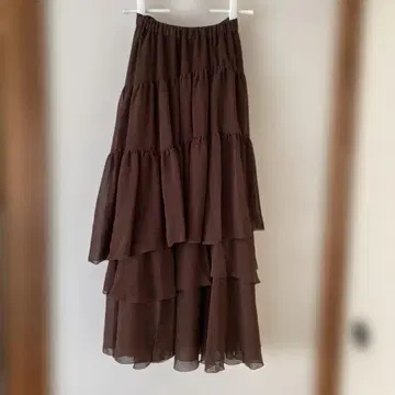 [ eimy istoire ] 프릴 롱 스커트 브라운