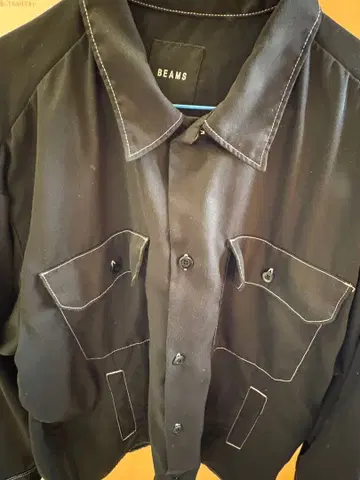 BEAMS 블랙 포켓 부착 셔츠 M
