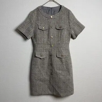 438 Qung Tweed Short Sleeve Dress Gray