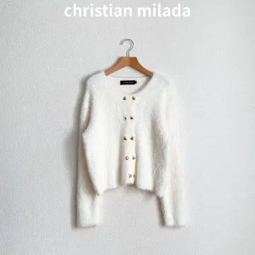 christian milada 가디건 화이트 샤기 니트 이탈리아제