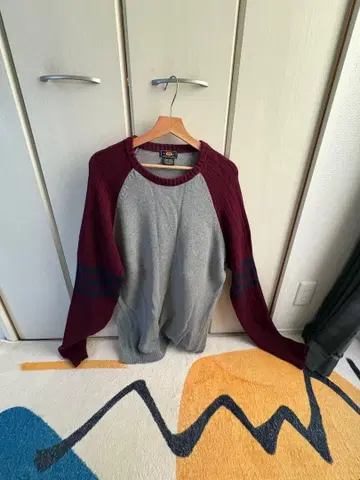 ROUTE 66 그레이/버건디 스웨터